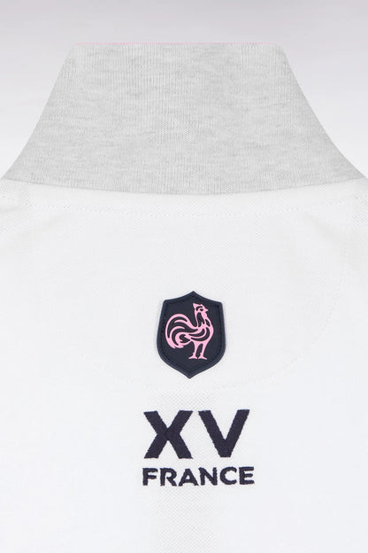 Eden Park 0 Men Short-Sleeved French National Rugby Team Polo Shirt in White Cotton PiquŽ with Navy Blue Trim SKU: E26MAIPC0054_BC Image 06