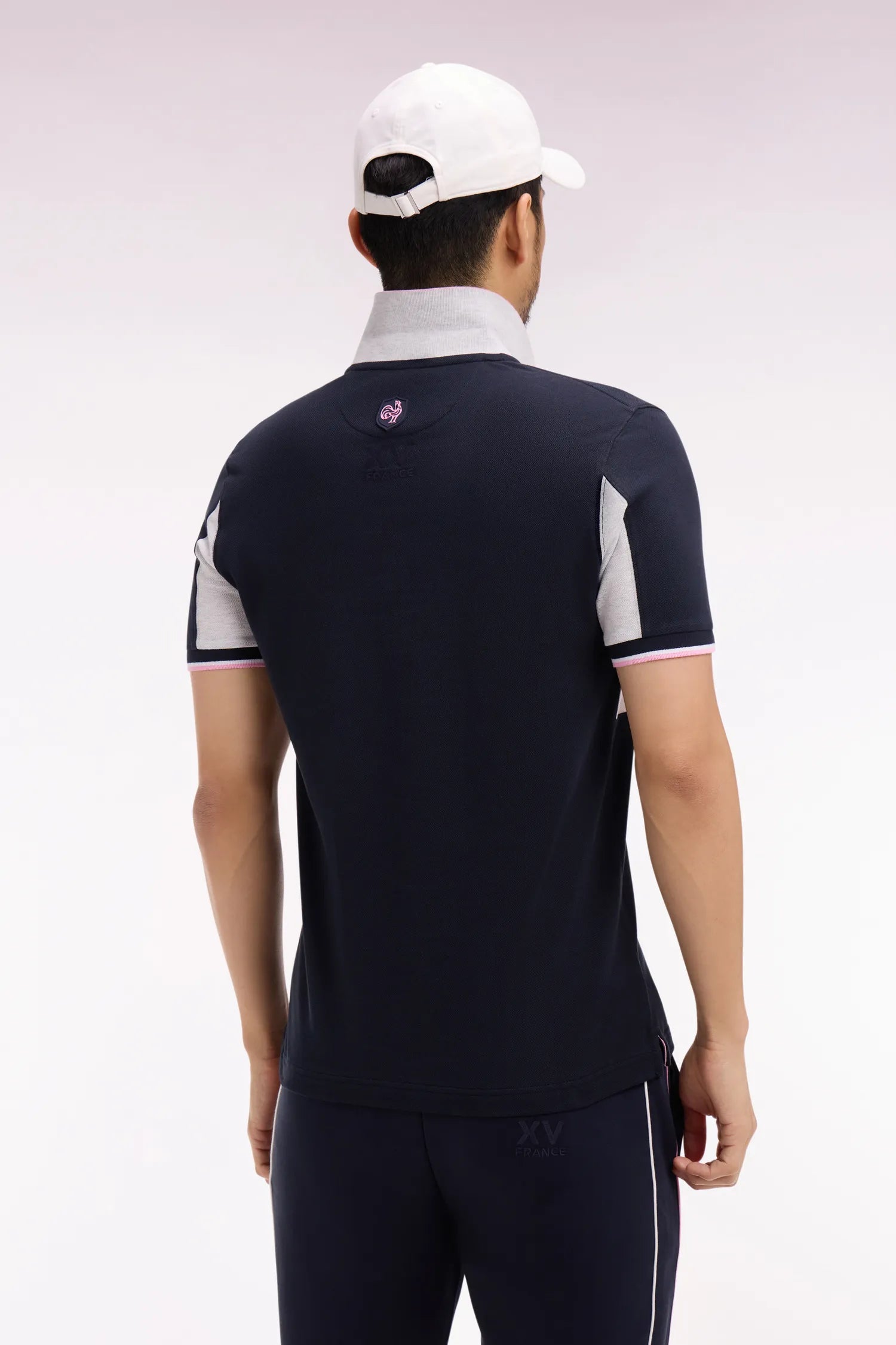 Eden Park 0 Men Short-Sleeved France XV Polo Shirt in Navy Cotton PiquŽ with White Cutouts SKU: E26MAIPC0054_BLF Image 04