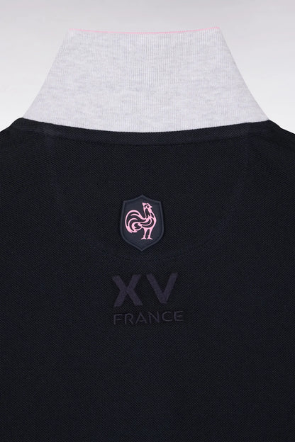 Eden Park 0 Men Short-Sleeved France XV Polo Shirt in Navy Cotton PiquŽ with White Cutouts SKU: E26MAIPC0054_BLF Image 06