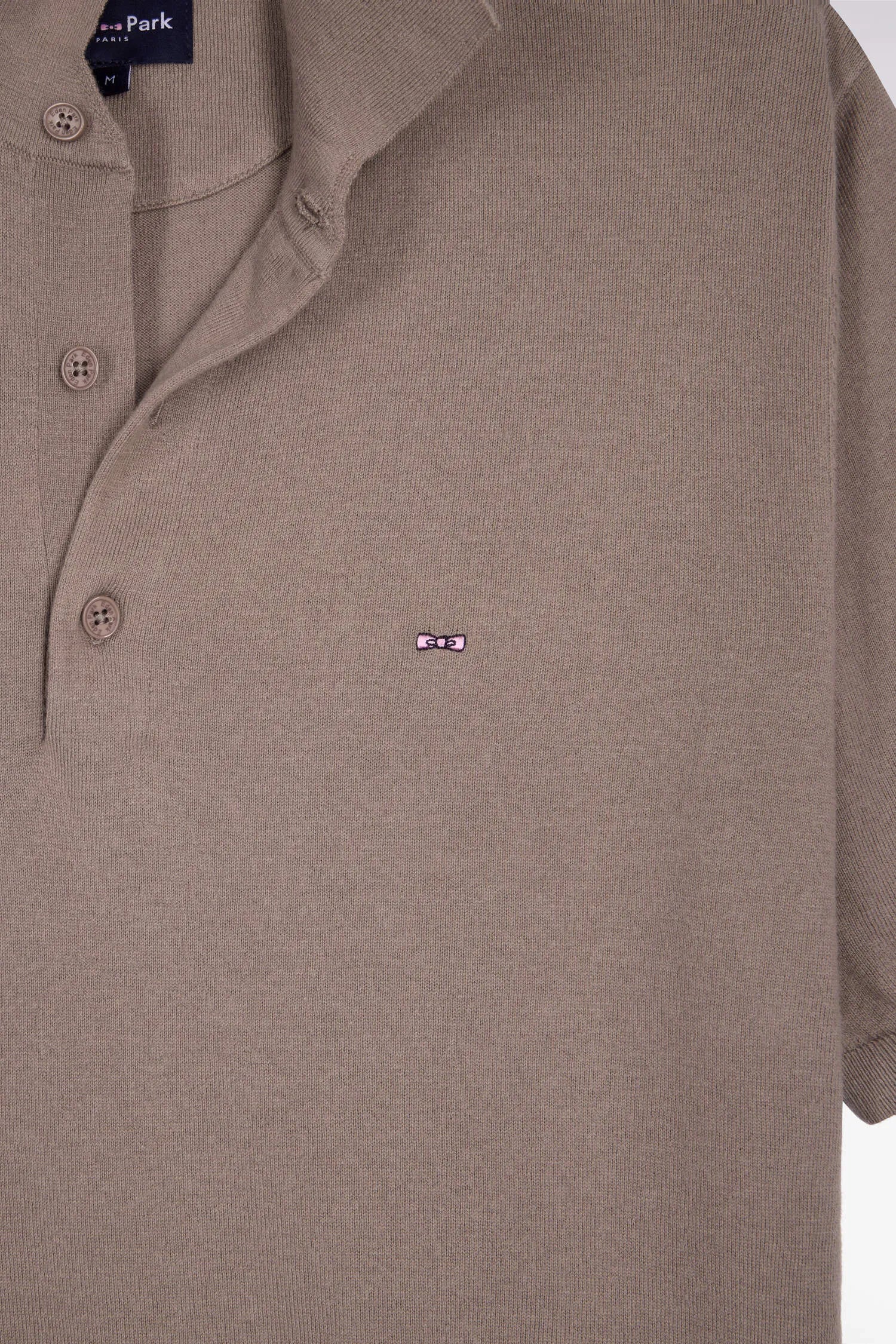 Eden Park 0 Men Beige Short-Sleeved Polo-Neck Sweater in A Cotton and Silk Blend SKU: E26MAIPU0004_BEM Image 06