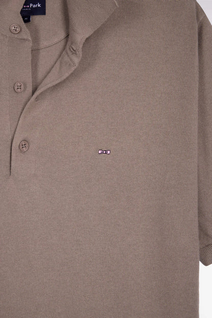 Eden Park 0 Men Beige Short-Sleeved Polo-Neck Sweater in A Cotton and Silk Blend SKU: E26MAIPU0004_BEM Image 06