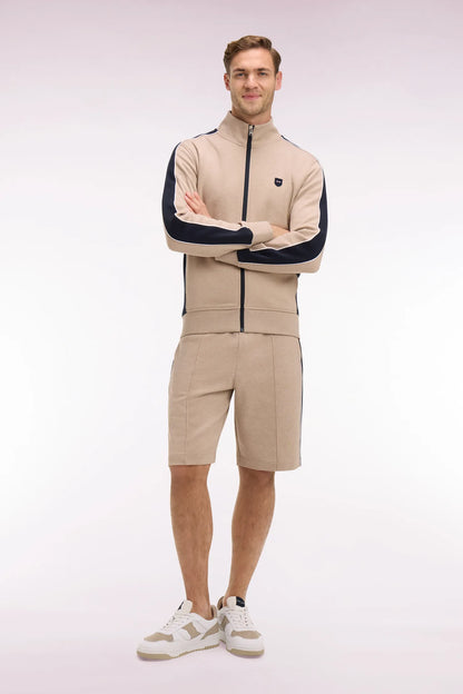 Eden Park Beige Men Beige and Navy Cutout Interlock Shorts SKU: E26MAISH0004_BEC13 Image 01