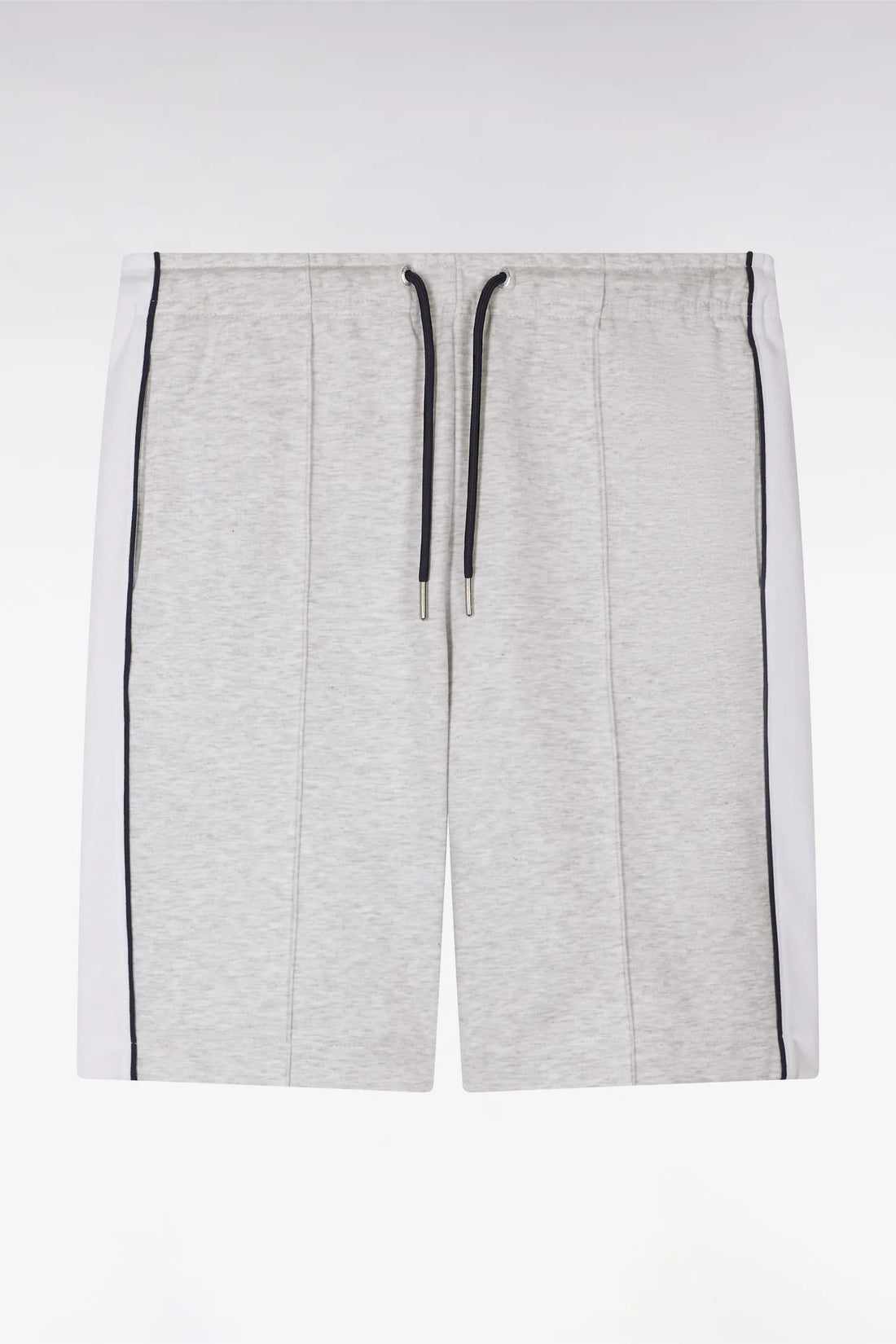 Eden Park Light Gray Men Grey and White Interlock Shorts with Cutouts SKU: E26MAISH0004_GRC7 Image 02