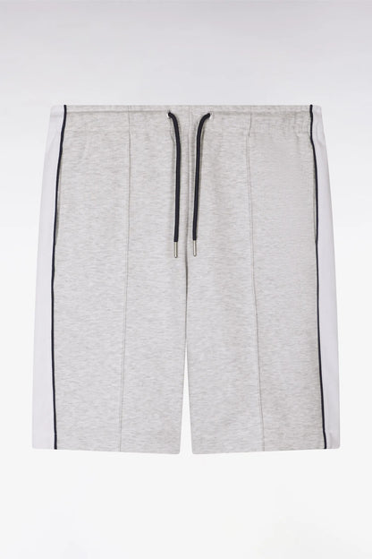 Eden Park Light Gray Men Grey and White Interlock Shorts with Cutouts SKU: E26MAISH0004_GRC7 Image 02