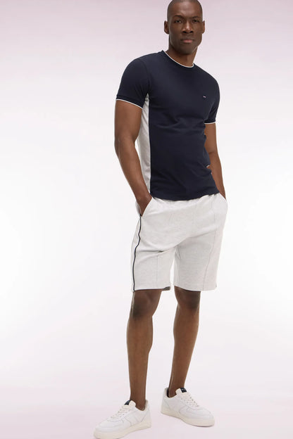Eden Park Light Gray Men Grey and White Interlock Shorts with Cutouts SKU: E26MAISH0004_GRC7 Image 03