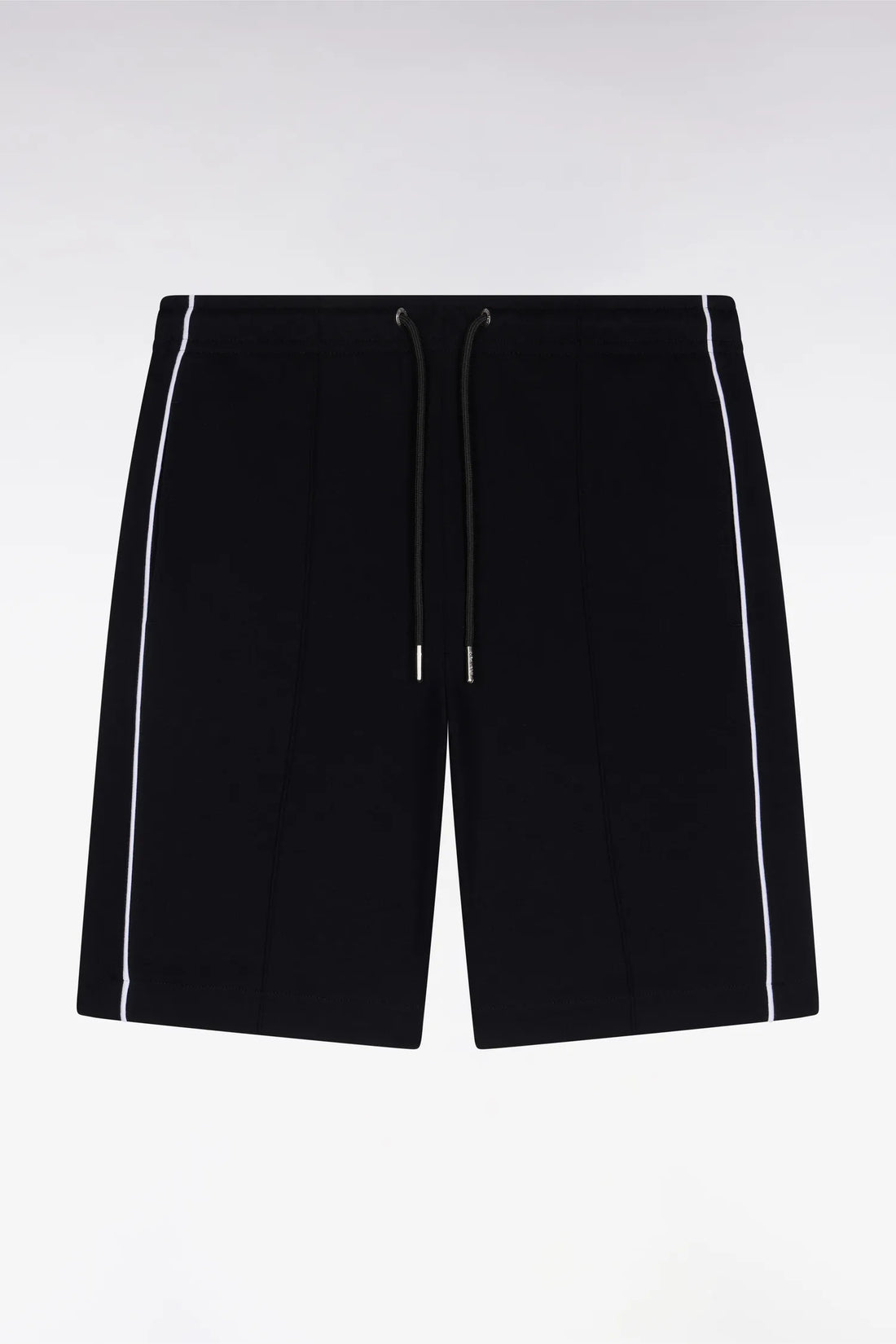 Eden Park Black Men Black Fleece Shorts with White Piping SKU: E26MAISH0011_NO Image 02