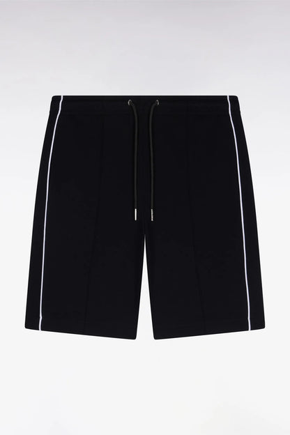 Eden Park Black Men Black Fleece Shorts with White Piping SKU: E26MAISH0011_NO Image 02