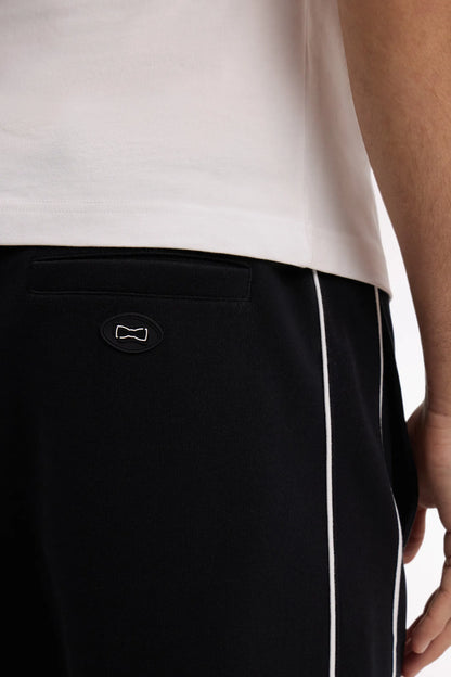 Eden Park Black Men Black Fleece Shorts with White Piping SKU: E26MAISH0011_NO Image 04