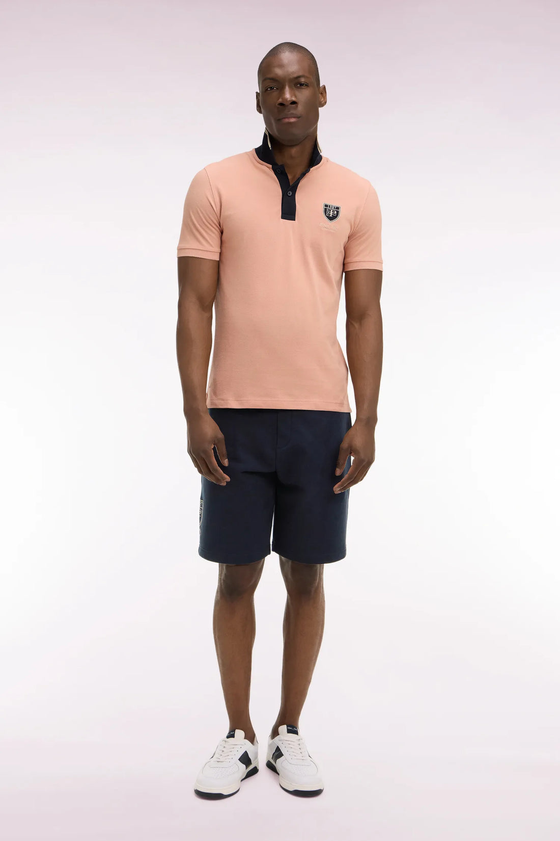 Eden Park Navy Blue Men Navy Cotton Fleece Shorts with Embroidered Patch SKU: E26MAISH0015_BLF Image 01
