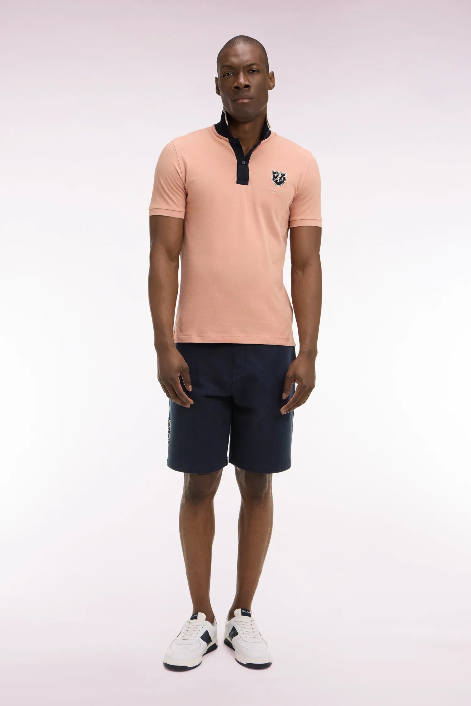 Eden Park Navy Blue Men Navy Cotton Fleece Shorts with Embroidered Patch SKU: E26MAISH0015_BLF Image 01
