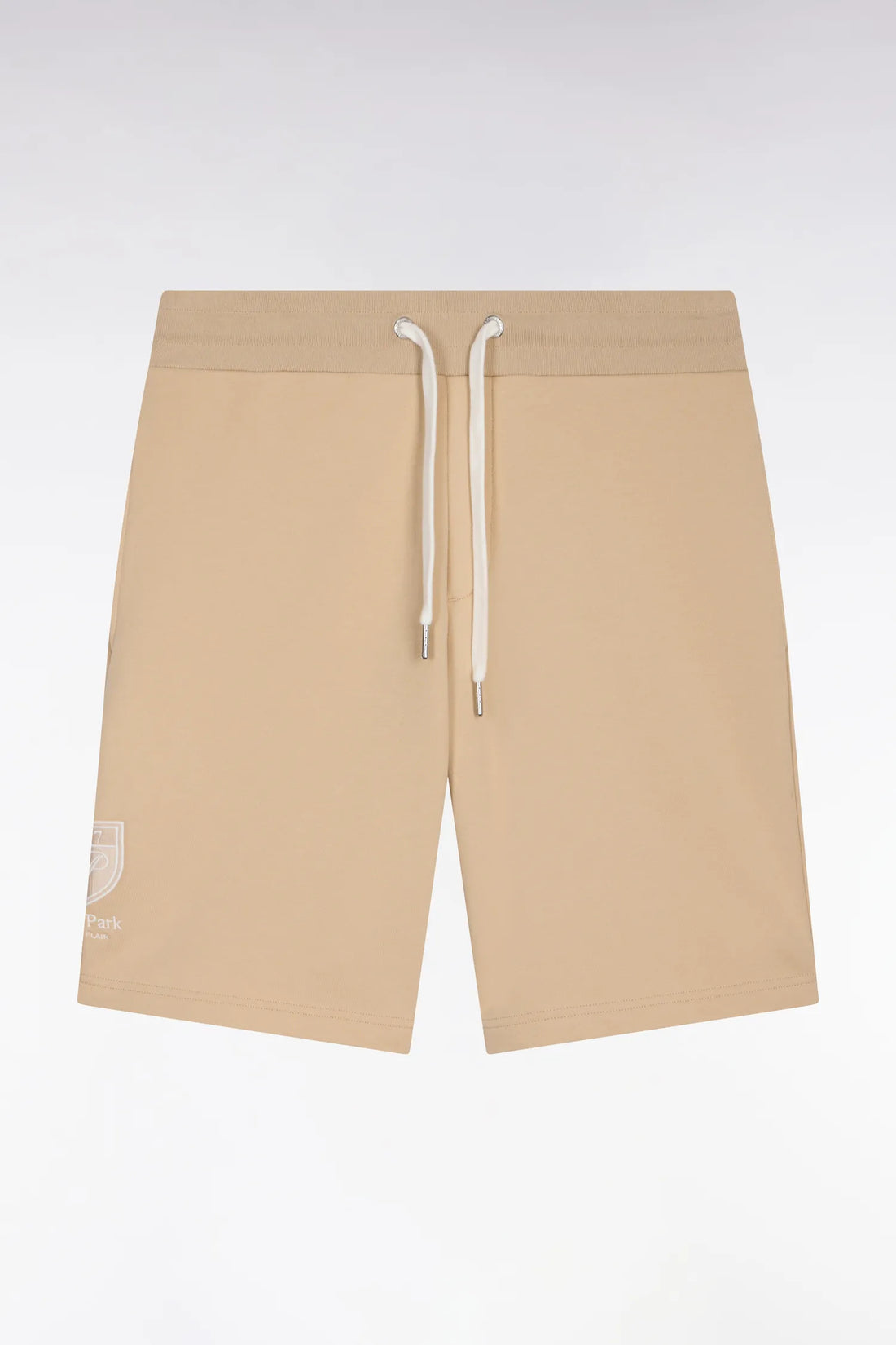 Eden Park Beige Men Beige Cotton Fleece Shorts with Coat of Arms Embroidery SKU: E26MAISH0016_BEC21 Image 02