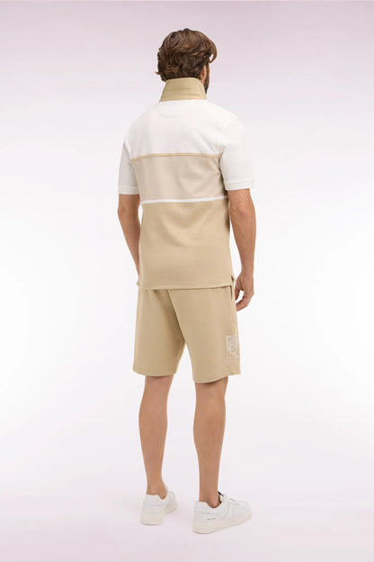 Eden Park Beige Men Beige Cotton Fleece Shorts with Coat of Arms Embroidery SKU: E26MAISH0016_BEC21 Image 05