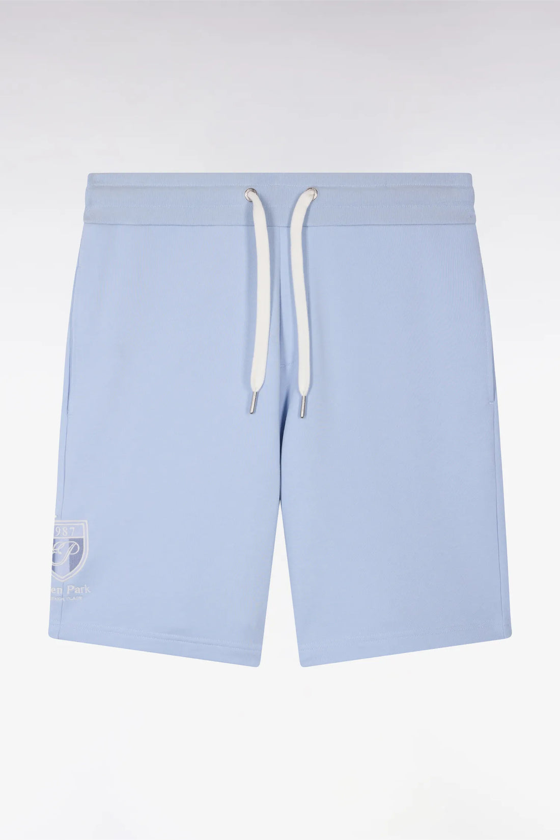 Eden Park Sky Blue Men Sky Blue Cotton Fleece Shorts with Embroidered Crest SKU: E26MAISH0016_BLC6 Image 02
