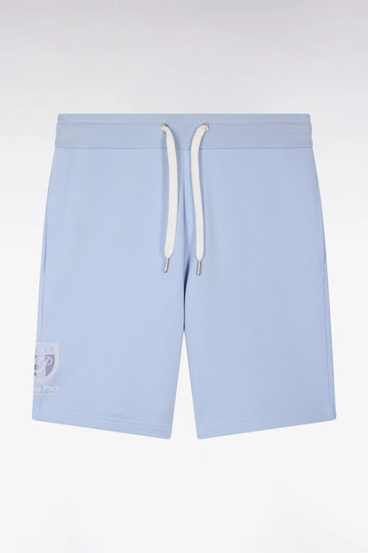 Eden Park Sky Blue Men Sky Blue Cotton Fleece Shorts with Embroidered Crest SKU: E26MAISH0016_BLC6 Image 02