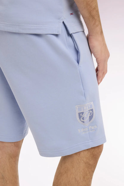 Eden Park Blue Men Sky Blue Cotton Fleece Shorts with Embroidered Crest SKU: E26MAISH0016_BLC6 Image 04