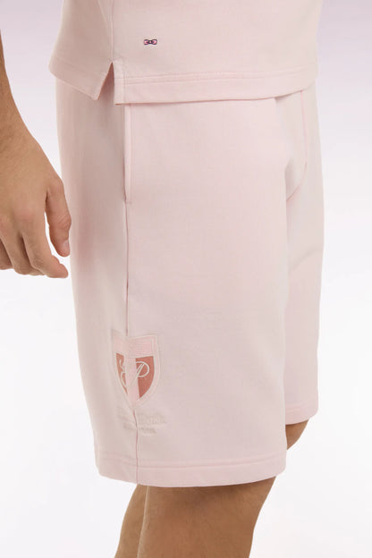 Eden Park Pink Men Pink Cotton Fleece Shorts with Embroidered Crest SKU: E26MAISH0016_ROC21 Image 04