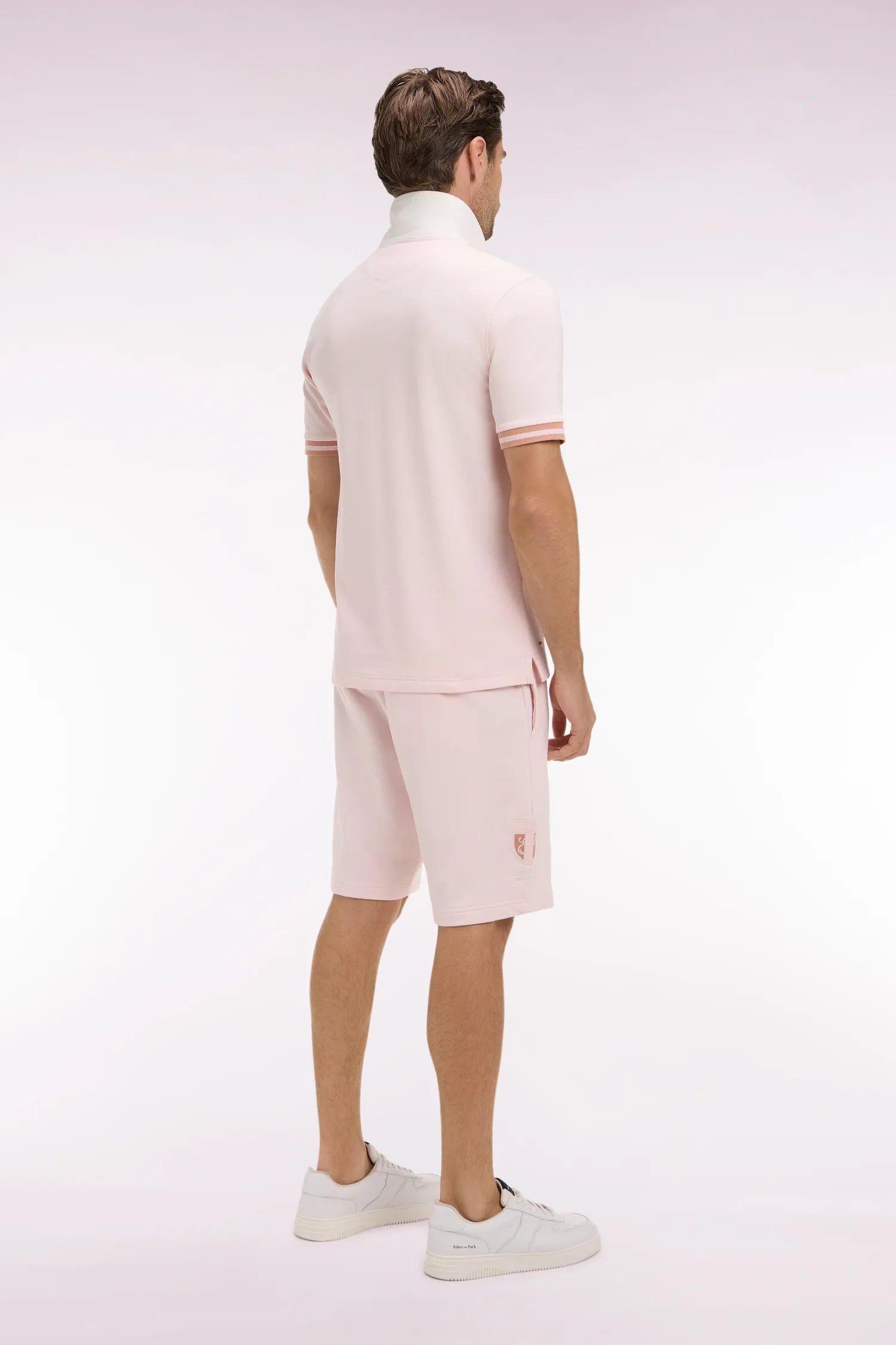 Eden Park Pink Men Pink Cotton Fleece Shorts with Embroidered Crest SKU: E26MAISH0016_ROC21 Image 05
