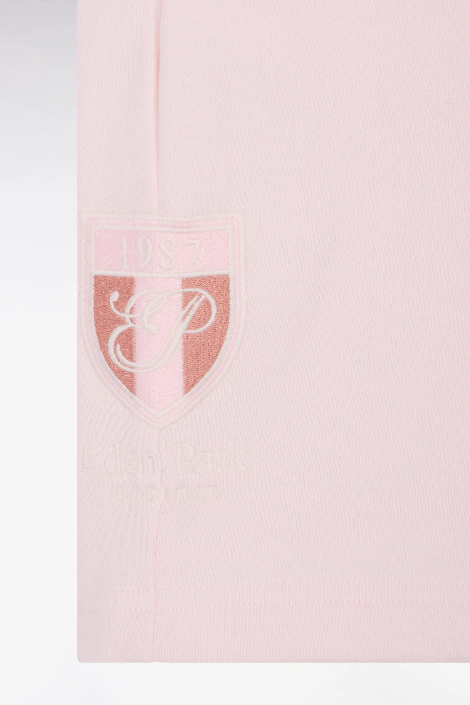 Eden Park Pink Men Pink Cotton Fleece Shorts with Embroidered Crest SKU: E26MAISH0016_ROC21 Image 06