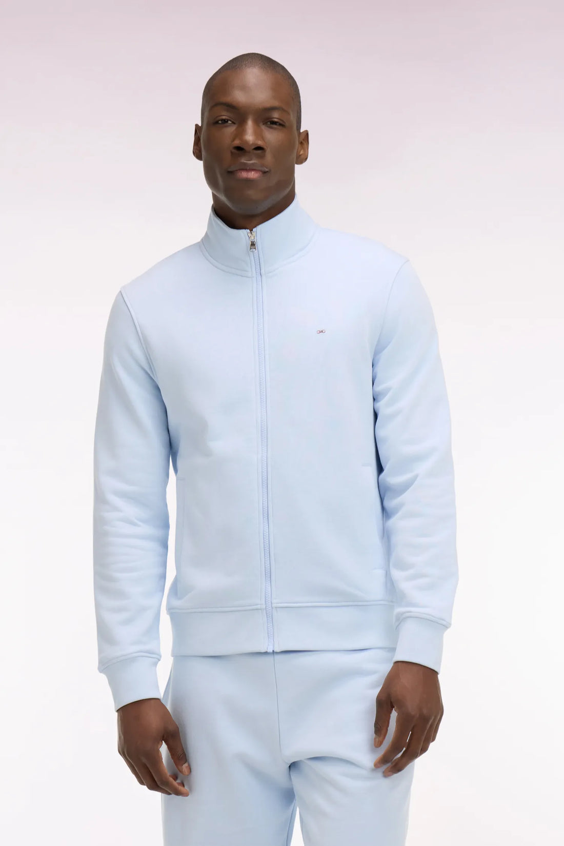 Eden Park 0 Men Sky Blue Cotton Fleece Zip-Up Sweatshirt SKU: E26MAISW0004_BLC25 Image 01