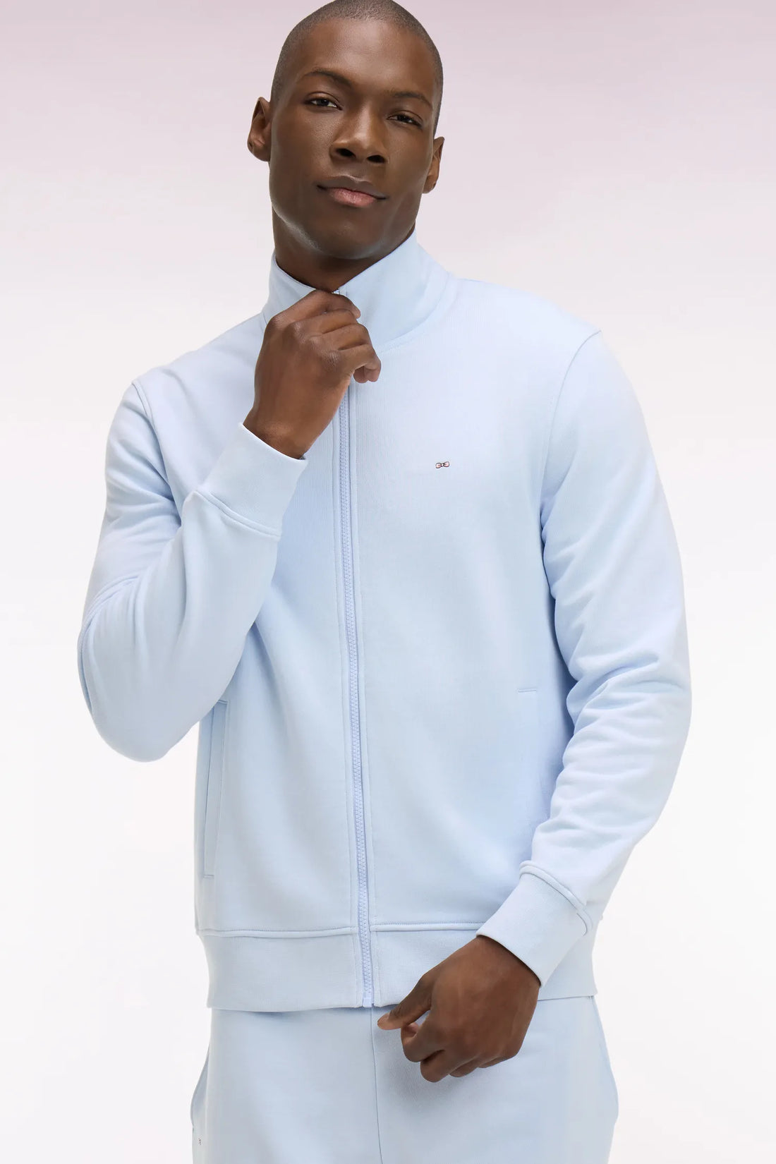 Eden Park 0 Men Sky Blue Cotton Fleece Zip-Up Sweatshirt SKU: E26MAISW0004_BLC25 Image 02