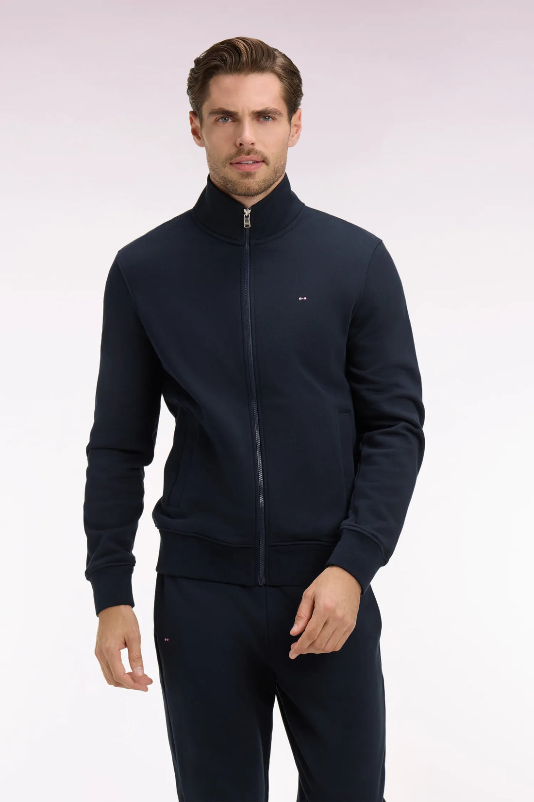 Eden Park 0 Men Navy Blue Cotton Fleece Zip-Up Sweatshirt SKU: E26MAISW0004_BLF Image 01