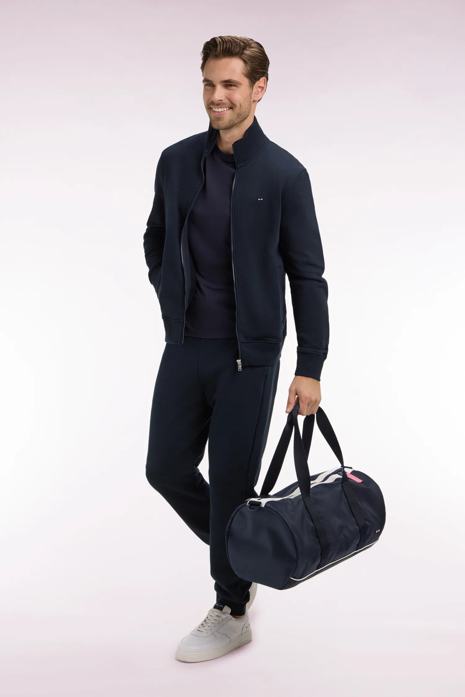 Eden Park 0 Men Navy Blue Cotton Fleece Zip-Up Sweatshirt SKU: E26MAISW0004_BLF Image 02