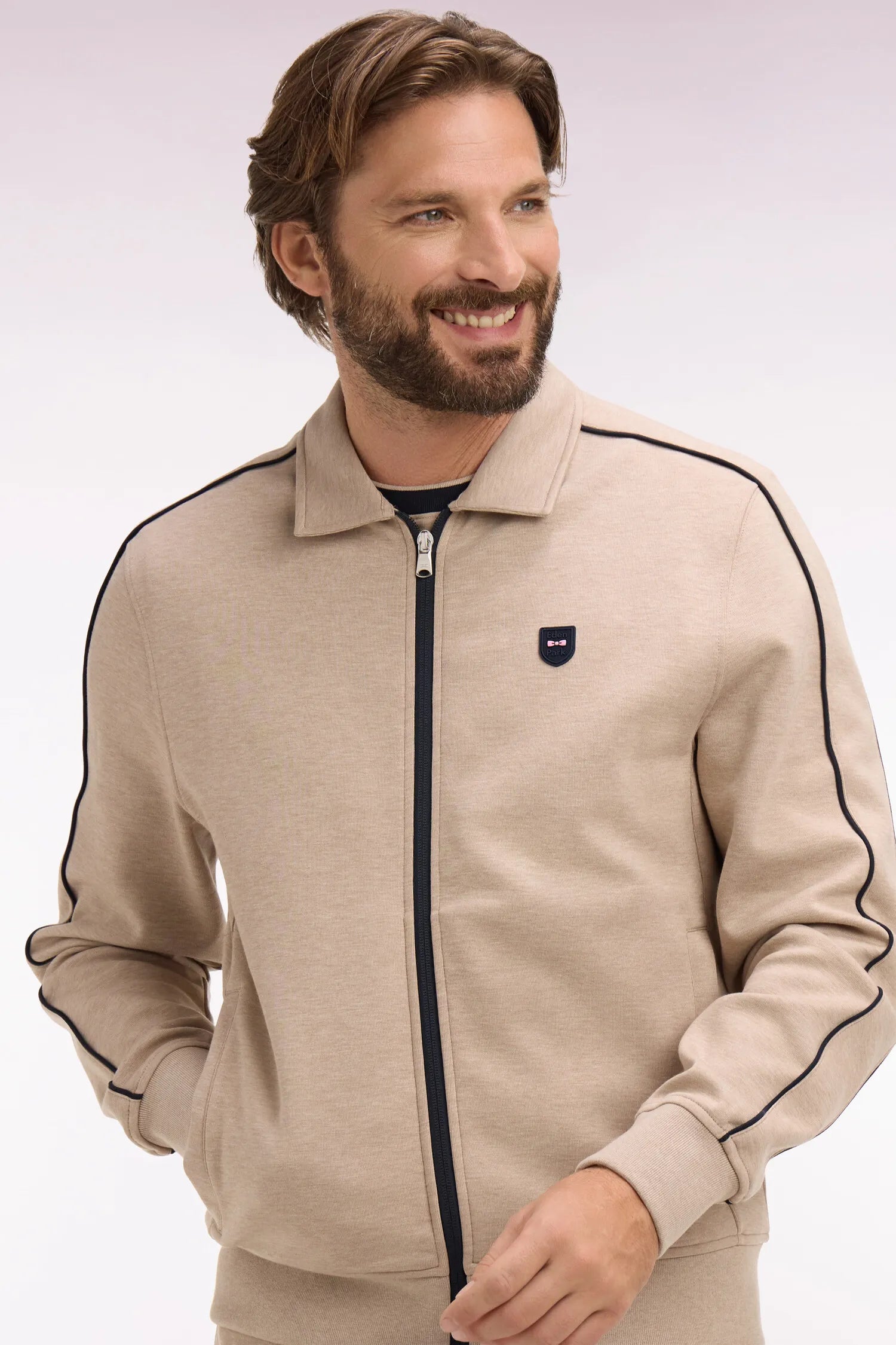 Eden Park 0 Men Beige Fleece Sweatshirt/Jacket SKU: E26MAISW0013_BEC13 Image 03