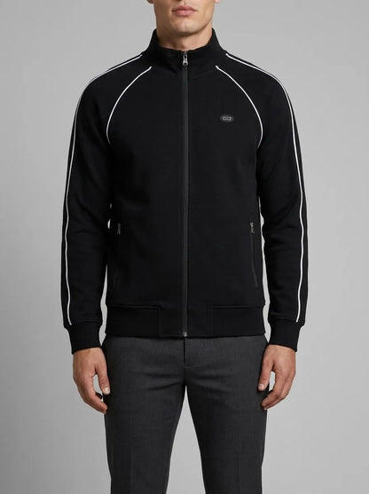 Eden Park 0 Men Black Interlock Zip-Up Sweatshirt with Ribbon Cutouts SKU: E26MAISW0023_NO Image 00