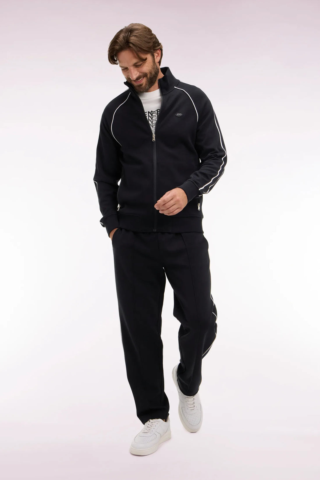 Eden Park 0 Men Black Interlock Zip-Up Sweatshirt with Ribbon Cutouts SKU: E26MAISW0023_NO Image 02