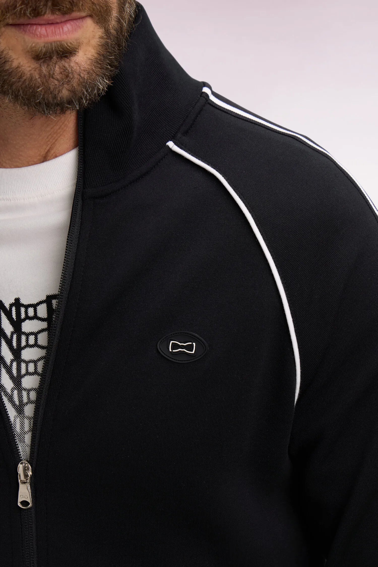 Eden Park 0 Men Black Interlock Zip-Up Sweatshirt with Ribbon Cutouts SKU: E26MAISW0023_NO Image 03