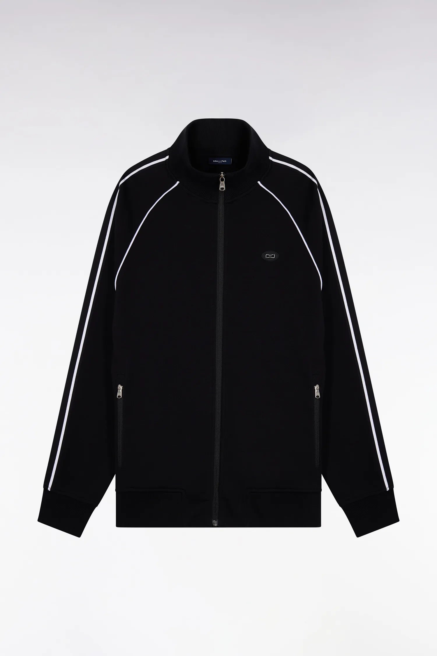 Eden Park 0 Men Black Interlock Zip-Up Sweatshirt with Ribbon Cutouts SKU: E26MAISW0023_NO Image 05