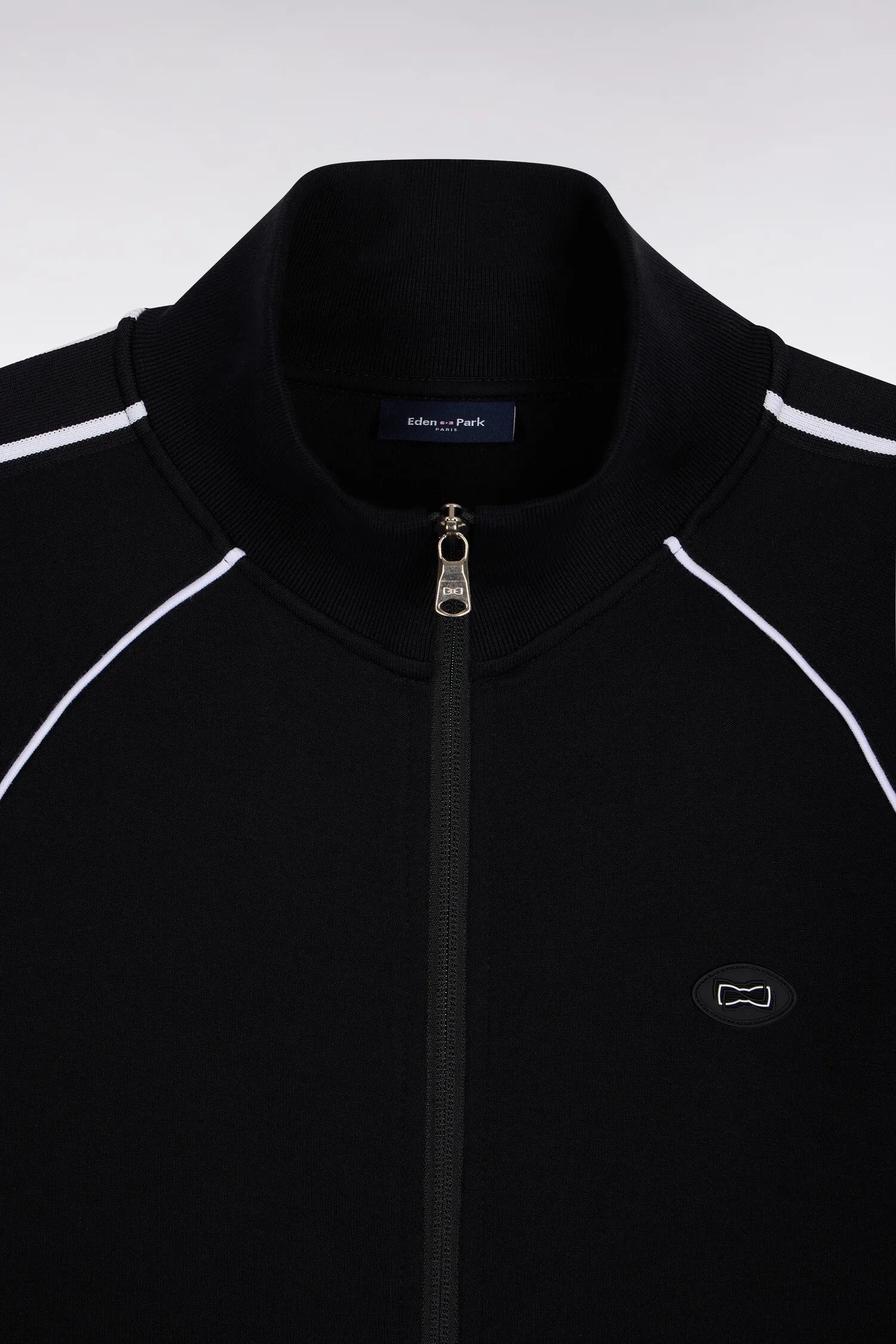 Eden Park 0 Men Black Interlock Zip-Up Sweatshirt with Ribbon Cutouts SKU: E26MAISW0023_NO Image 06