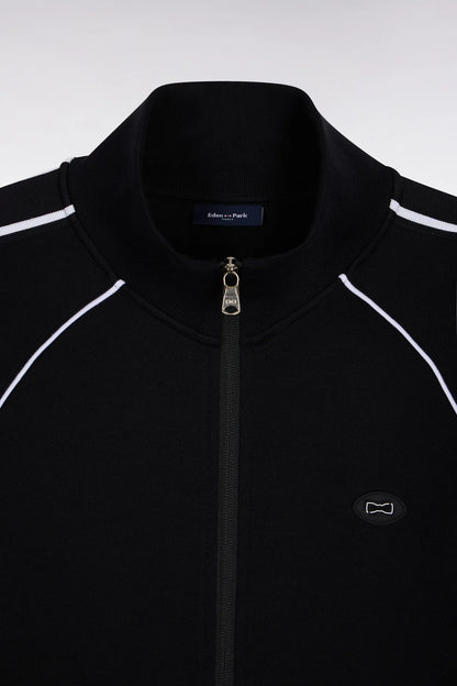 Eden Park 0 Men Black Interlock Zip-Up Sweatshirt with Ribbon Cutouts SKU: E26MAISW0023_NO Image 06
