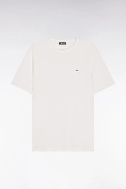 Eden Park White Men Regular Fit Short-Sleeved White Lyocell and Cotton T-Shirt SKU: E26MAITC0009_BC Image 02
