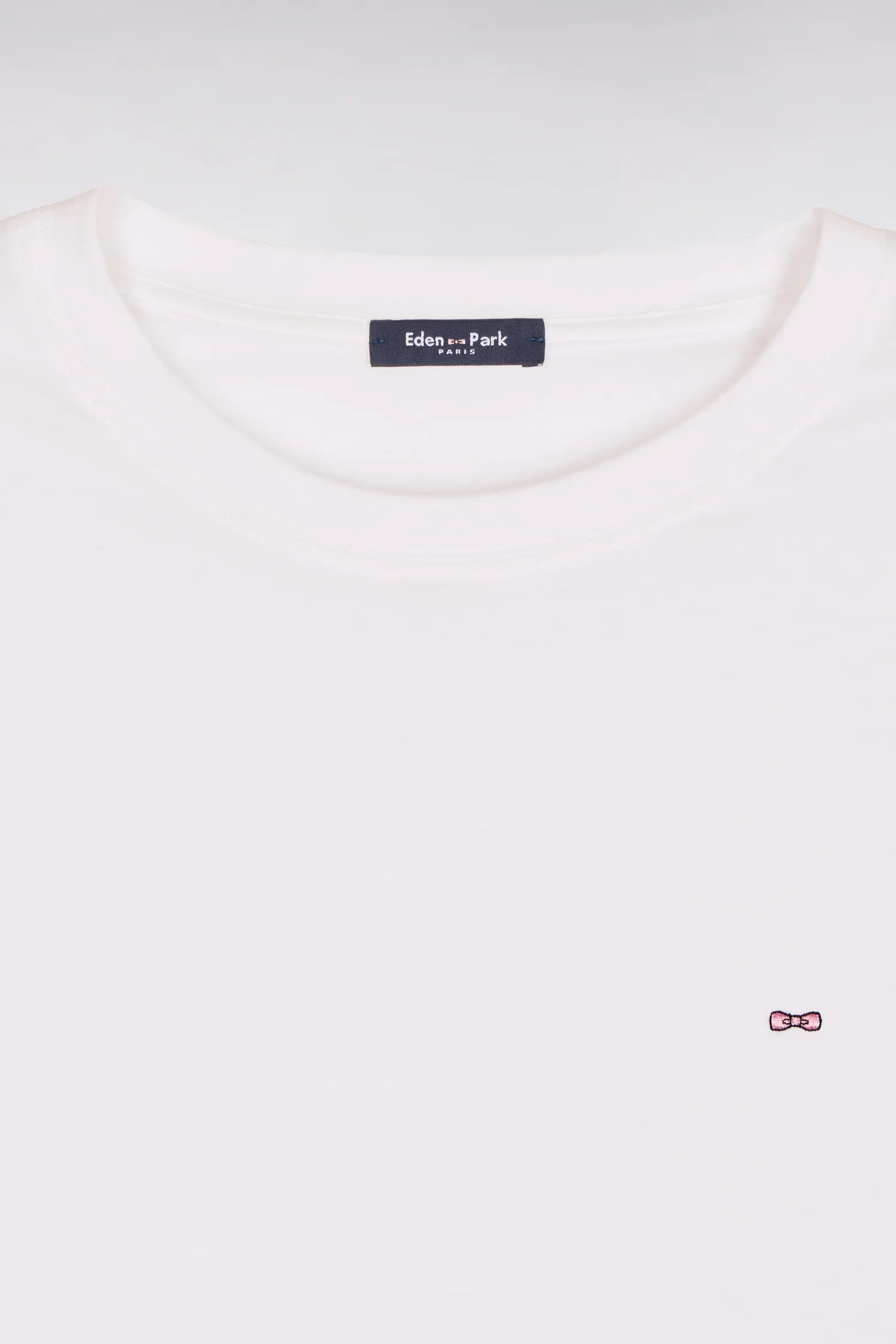 Eden Park White Men Regular Fit Short-Sleeved White Lyocell and Cotton T-Shirt SKU: E26MAITC0009_BC Image 06