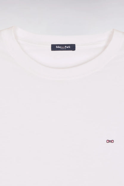 Eden Park White Men Regular Fit Short-Sleeved White Lyocell and Cotton T-Shirt SKU: E26MAITC0009_BC Image 06
