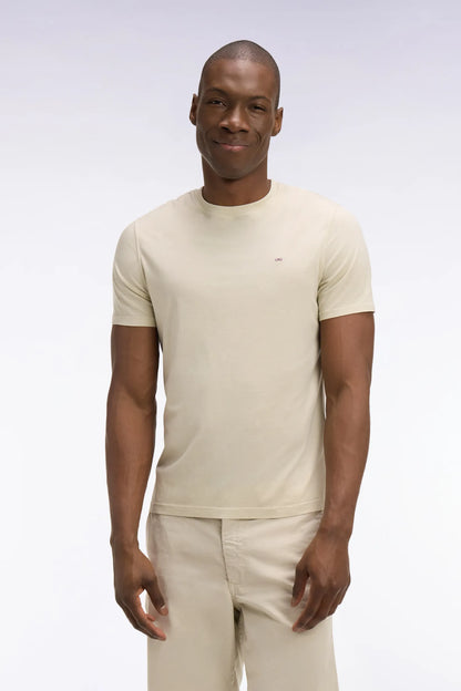 Eden Park Beige Men Regular Fit Beige Lyocell and Cotton Short-Sleeved T-Shirt SKU: E26MAITC0009_BEC18 Image 01
