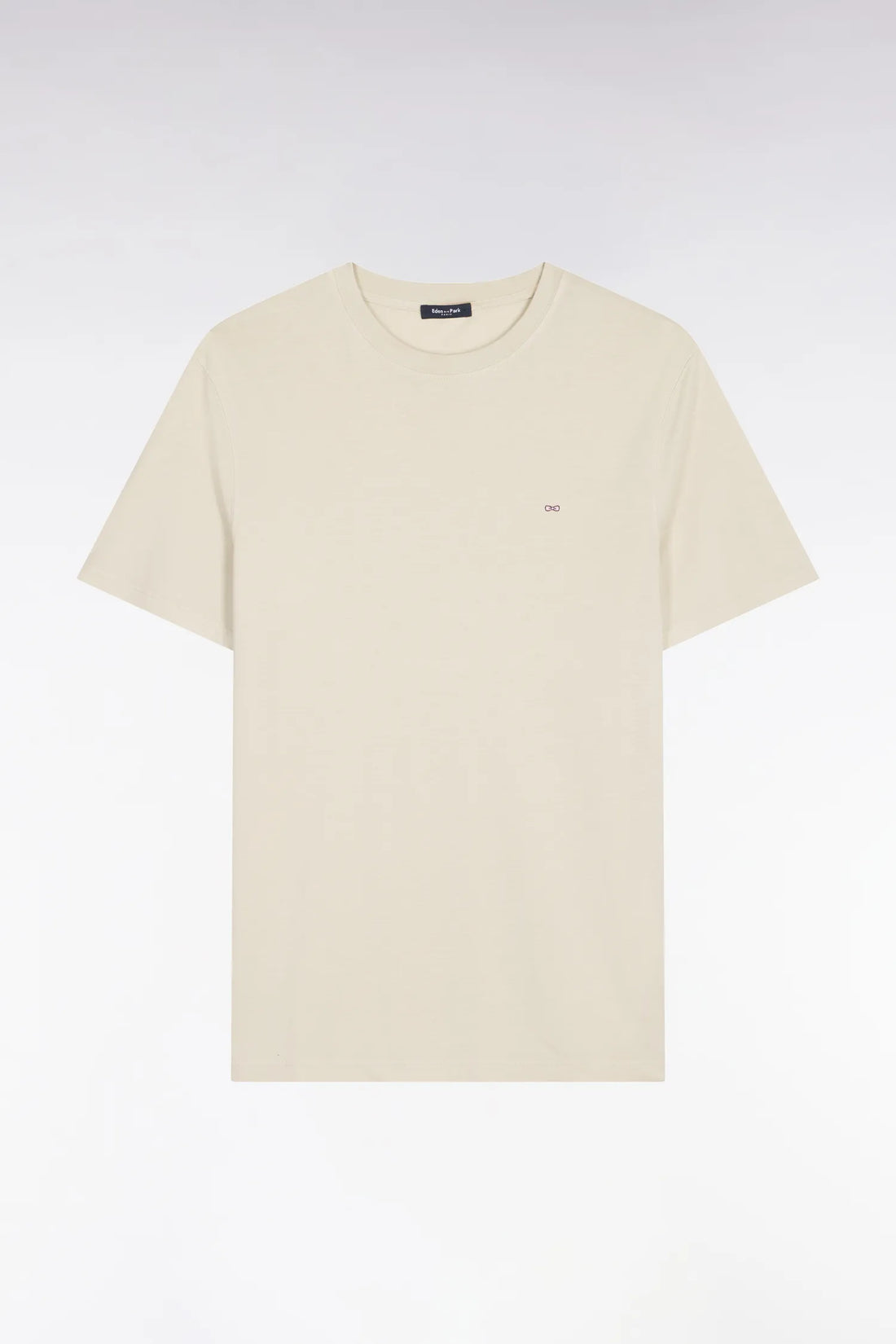 Eden Park Beige Men Regular Fit Beige Lyocell and Cotton Short-Sleeved T-Shirt SKU: E26MAITC0009_BEC18 Image 02
