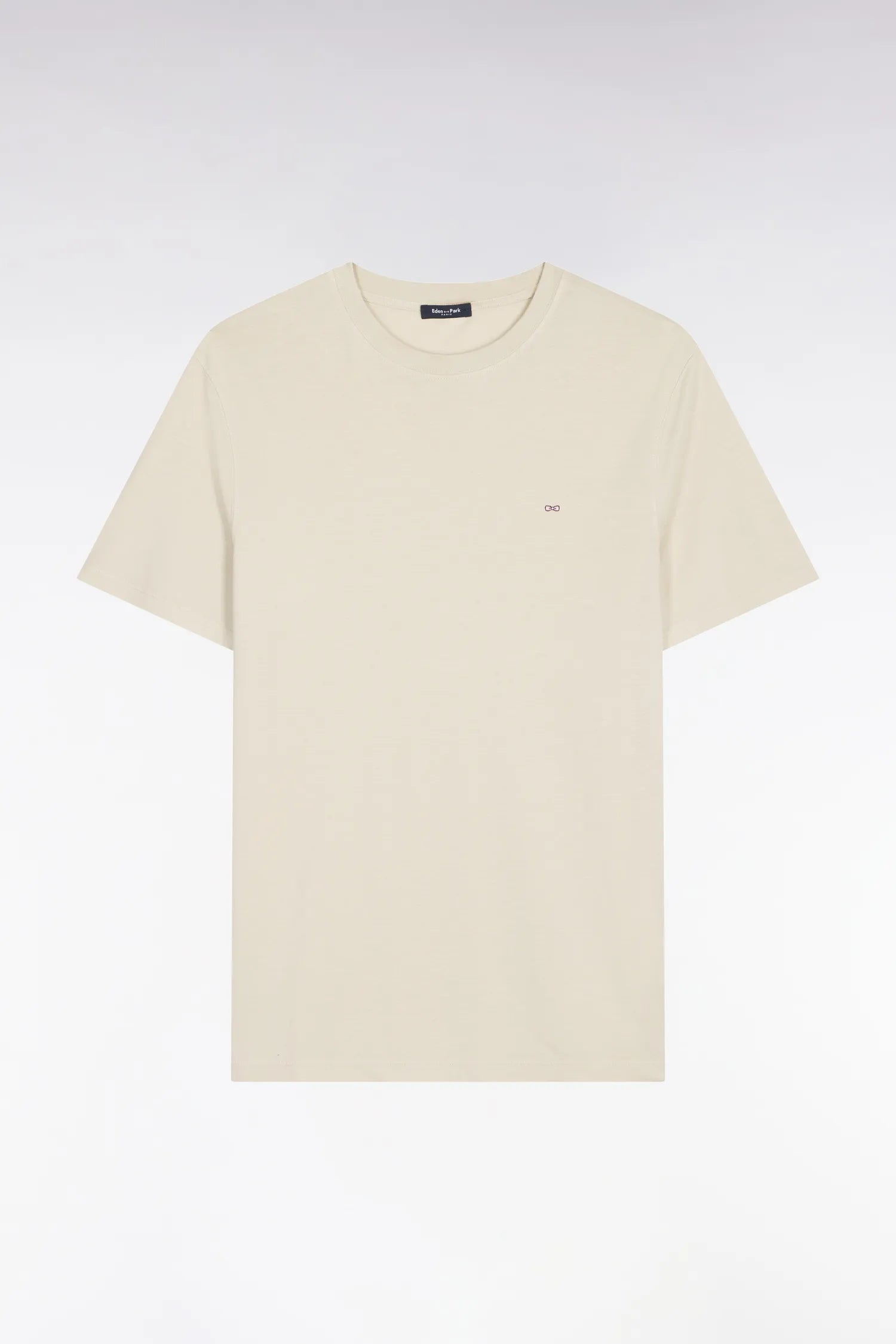 Eden Park Beige Men Regular Fit Beige Lyocell and Cotton Short-Sleeved T-Shirt SKU: E26MAITC0009_BEC18 Image 02