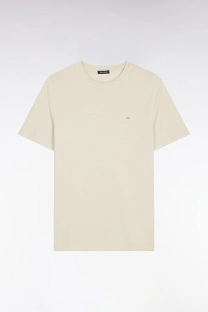 Eden Park Beige Men Regular Fit Beige Lyocell and Cotton Short-Sleeved T-Shirt SKU: E26MAITC0009_BEC18 Image 02