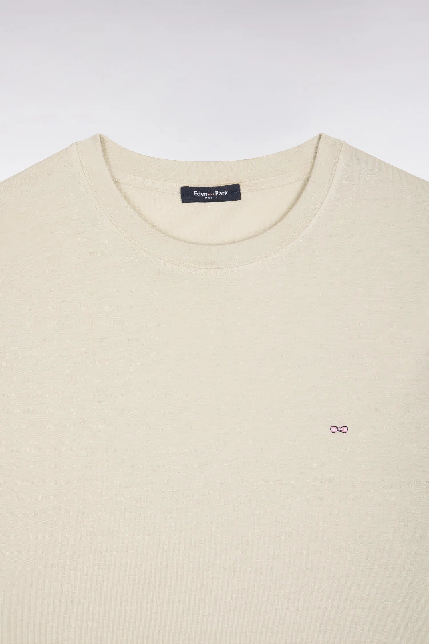 Eden Park Beige Men Regular Fit Beige Lyocell and Cotton Short-Sleeved T-Shirt SKU: E26MAITC0009_BEC18 Image 06