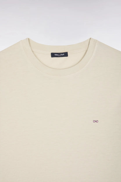 Eden Park Beige Men Regular Fit Beige Lyocell and Cotton Short-Sleeved T-Shirt SKU: E26MAITC0009_BEC18 Image 06