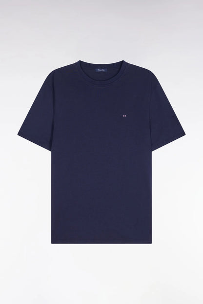 Eden Park Navy Blue Men Regular Fit Navy Blue Short-Sleeved T-Shirt in Lyocell and Cotton SKU: E26MAITC0009_BLF Image 02