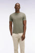 Eden Park Khaki Men Regular Fit Short-Sleeved Khaki Lyocell and Cotton T-Shirt SKU: E26MAITC0009_KAF8 Image 01