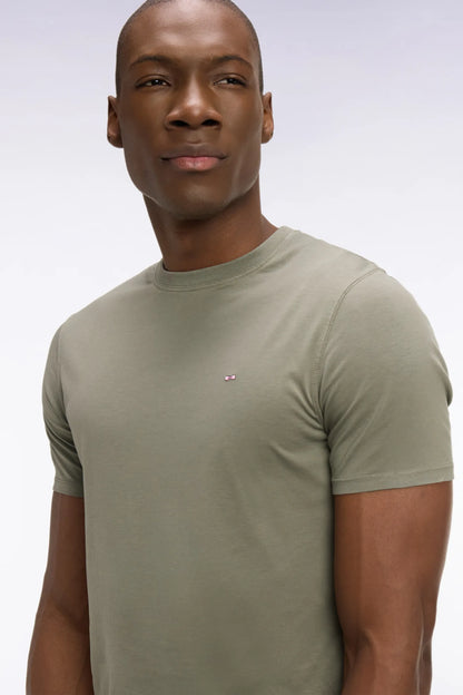 Eden Park Khaki Men Regular Fit Short-Sleeved Khaki Lyocell and Cotton T-Shirt SKU: E26MAITC0009_KAF8 Image 04