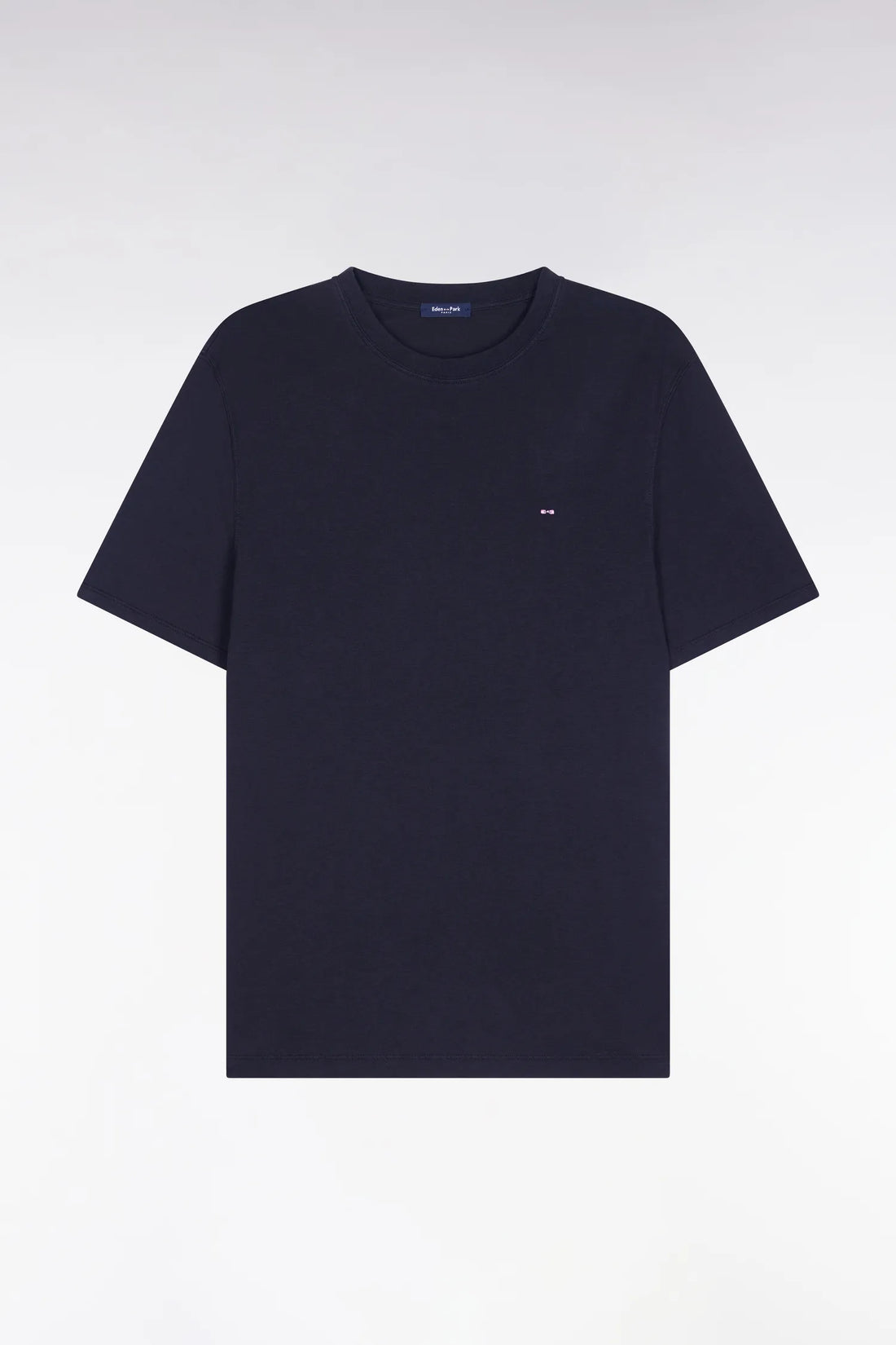 Eden Park Black Men Regular Fit Black Short-Sleeved T-Shirt in Lyocell and Cotton SKU: E26MAITC0009_NO Image 02