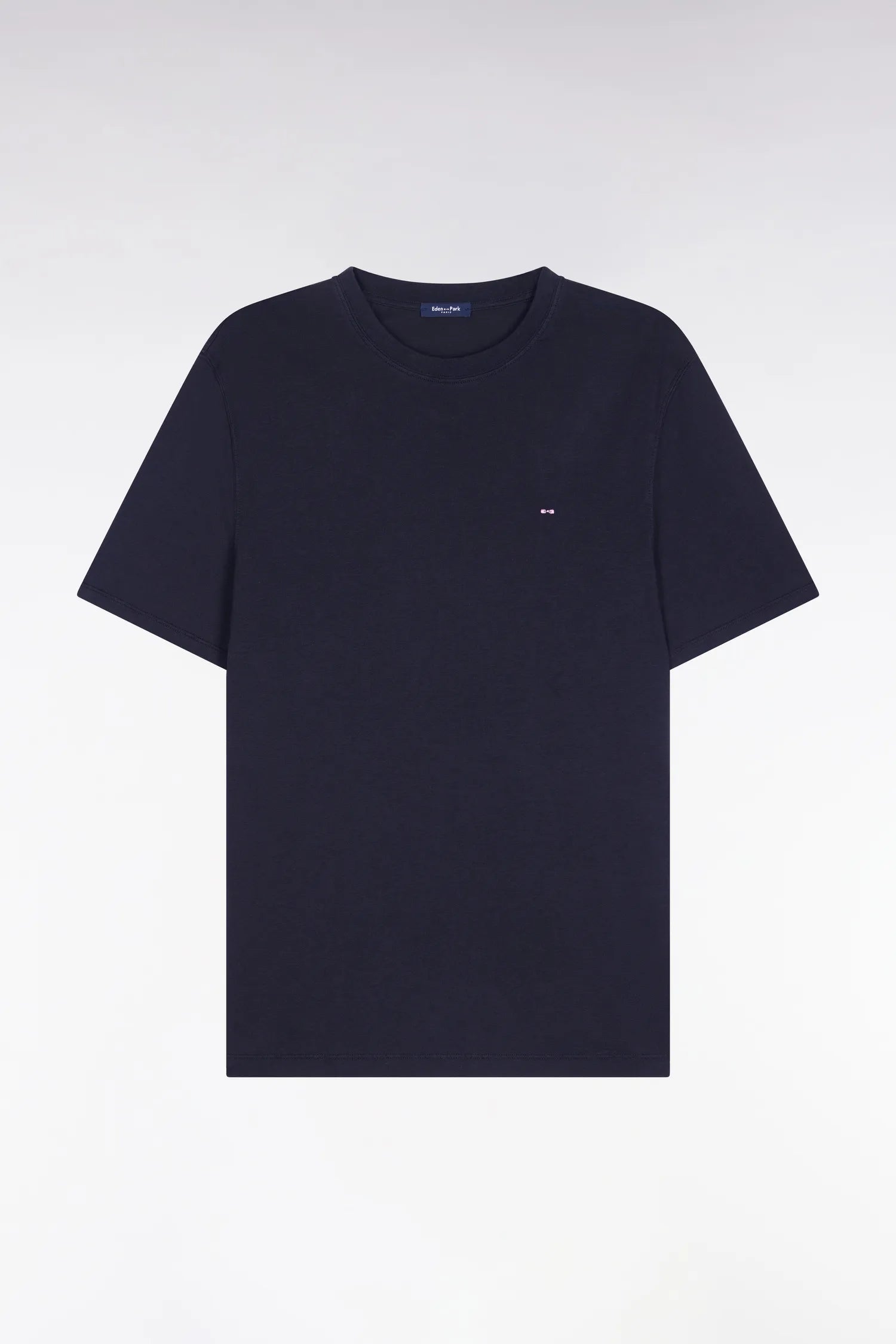 Eden Park Black Men Regular Fit Black Short-Sleeved T-Shirt in Lyocell and Cotton SKU: E26MAITC0009_NO Image 02