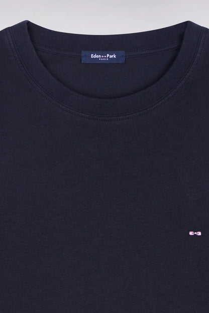 Eden Park Black Men Regular Fit Black Short-Sleeved T-Shirt in Lyocell and Cotton SKU: E26MAITC0009_NO Image 06
