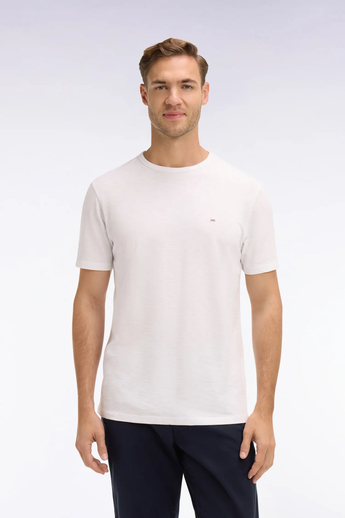Eden Park 0 Men White Slub Cotton Jersey Short-Sleeved T-Shirt SKU: E26MAITC0010_BC Image 01