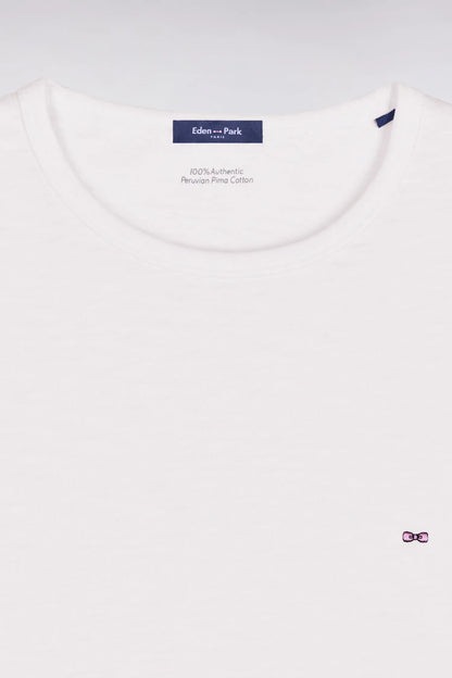 Eden Park 0 Men White Slub Cotton Jersey Short-Sleeved T-Shirt SKU: E26MAITC0010_BC Image 06